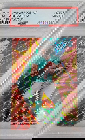 2020 Mosaic Tua Tagovailoa Gold Reactive Prizm PSA 9