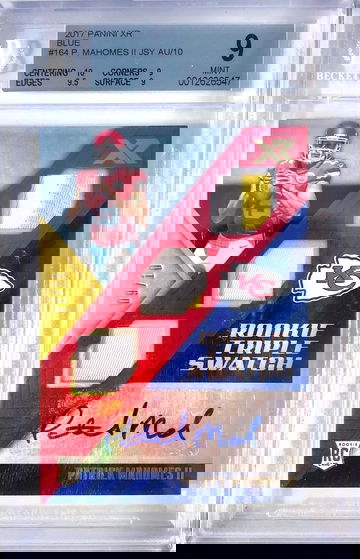 2017 Panini XR Blue Patrick Mahomes Triple Jersey Patch Auto RC /10 BGS 9 Auto 10 