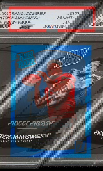 2017 Donruss Mahomes Blue Press Proof PSA 8.5