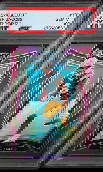 2024 Panini Select Prizm Purple Josh Jacobs #73 /75 PSA 10