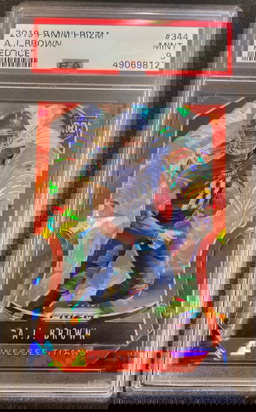 AJ Brown Red Cracker Ice Prizm PSA 9