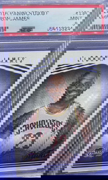 2016-17 Panini Studio  LEBRON JAMES Portrait #136 Cavaliers Lakers PSA 9 Mint