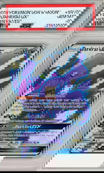 2019 POKEMON SUN MOON HIDDEN FATES FA DARKRAI GX #SV70 PSA 10