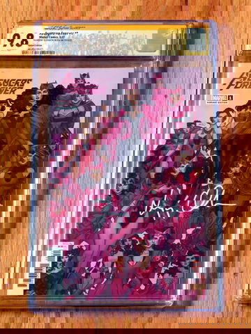 AVENGERS FOREVER #1 VARIANT CGC SS 9.8 signed Elizabeth Olsen POP 3 Dauterman