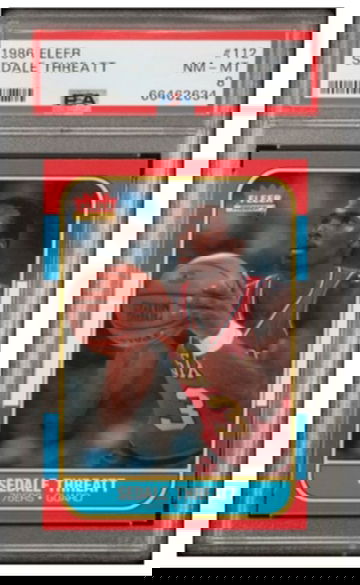 1986 Fleer #112 Sedale Threatt PSA 8