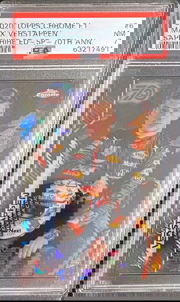 2020 Topps Chrome Formula 1 F1 Sapphire Max Verstappen /70 70th Anniversary Variation PSA 7