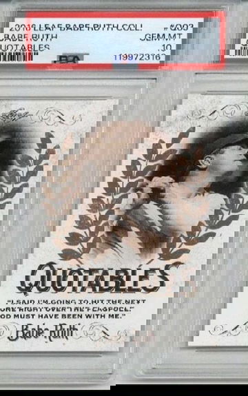 2016 LEAF BABE RUTH COLLECTION QUOTABLES #Q03 BABE RUTH YANKEES PSA 10 LOW POP