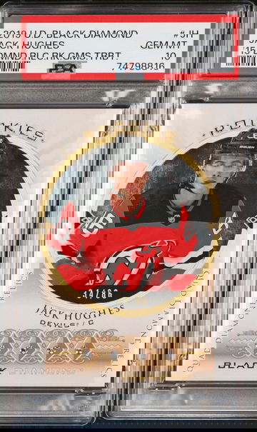 2019 Black Diamond '15-16 Tribute Diamond Relic Rookie Gems Jack Hughes #BDRRJH /86 PSA 10