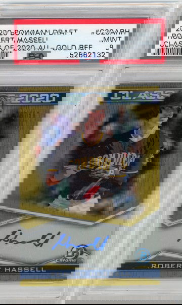 2020 Bowman Draft Chrome Robert Hassell Auto Gold Refractor #’d /50 Class of 2020 PSA 9