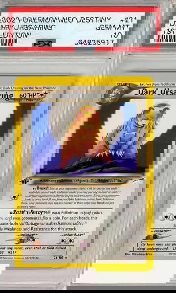 2002 POKEMON NEO DESTINY DARK URSARING #21 1ST EDITION PSA 10 GEM MT
