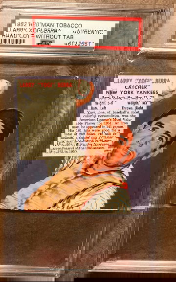 1952 Red Man Tobacco No Tabs Yogi Berra PSA Auth