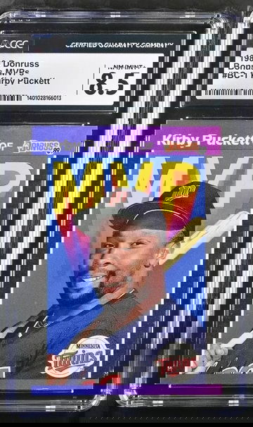 1989 Donruss #BC-1 Kirby Puckett MVP CGC 8.5 Wrong date of Birth