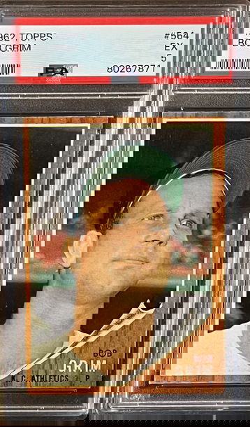 1962 Topps baseball high number Bob Grim PSA 5