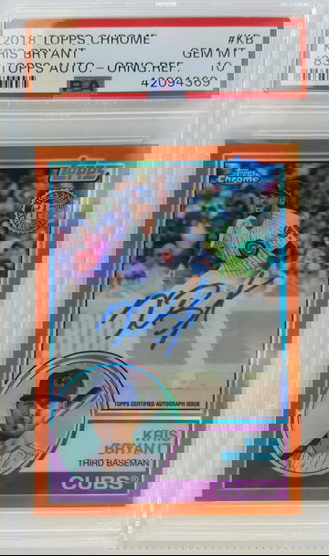 2018 Topps Chrome 1983 Topps Auto Orange Refractor Kris Bryant #12/25 PSA 10 Gem-Mint PSA Population 3 Ultra RARE!!!