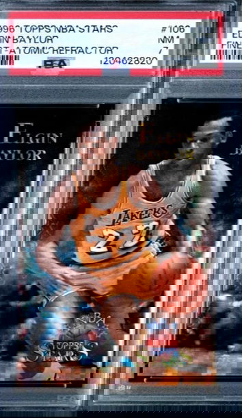 1996 Topps Stars Finest Atomic Refractors #106 Elgin Baylor PSA 7