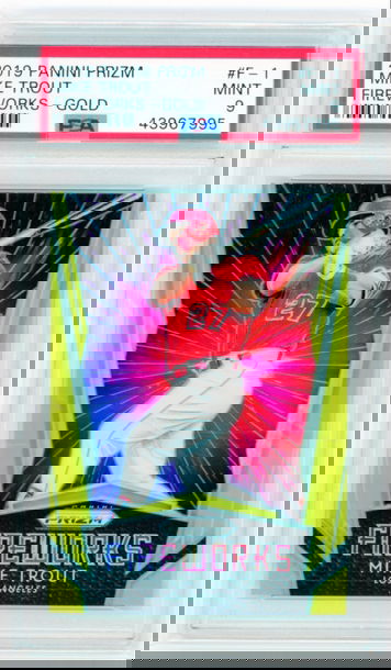 2019 Panini Prizm #F-1 Mike Trout Fireworks-Gold PSA 9 MINT!