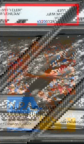 1997 Fleer Tim Duncan Rookie RC# 201, Gem MINT PSA 10 (LOW POP)