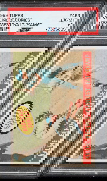 1959 Topps #463 AL Kaline Becomes Youngest Bat Champ PSA 6 NEW LABEL VINTAGE