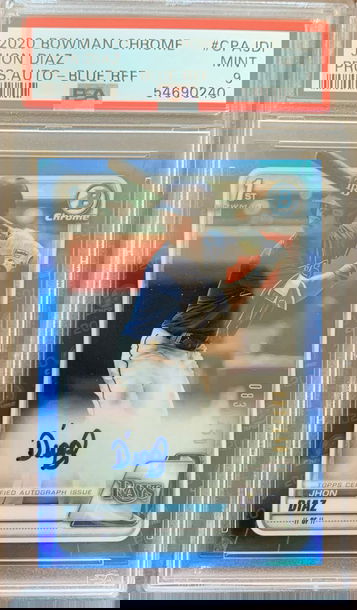 2020 Bowman Chrome Jhon Diaz 1st Auto True Blue /150 PSA 9 Mint