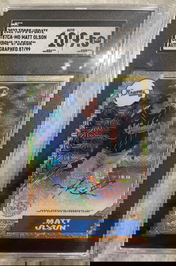 2022 Topps Update Matt Olson Silver Pack Chrome ‘87 Design Auto /99 Pop 1