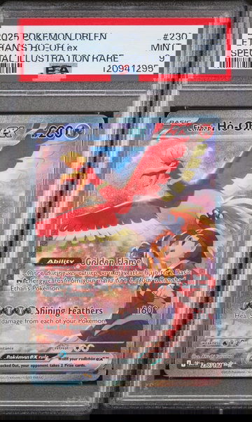 2025 Pokemon #230/182 Ethan's Ho-Oh ex Special Illustration Rare PSA 9