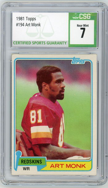 ART MONK 1981 Topps Rc #194 CSG 7