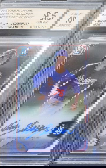 BGS 9.5 - 2015 BOWMAN CHROME CODY BELLINGER #BCAP-CBE AUTOGRAPH AUTO 10 w/2x 10s