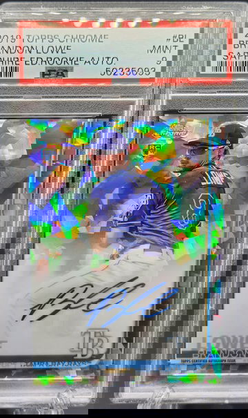 Brandon Lowe 2019 Topps Chrome Sapphire Auto RC Rookie PSA 9