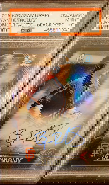 Bryan Reynolds 2017 Bowman Chrome Black Refractor Auto #/75 PSA 9