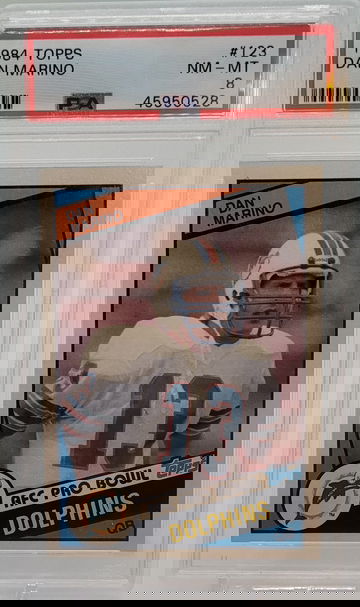 1984 TOPPS DAN MARINO ROOKIE CARD #123 Miami Dolphins HOF - PSA 8 NM-MT