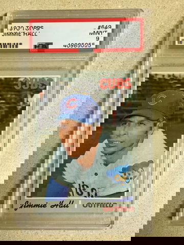 1970 Topps #649 Jimmie Hall PSA 9 MINT CUBS 