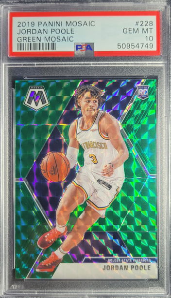 2019 panini Mosaic Jordan Poole Green PSA 10