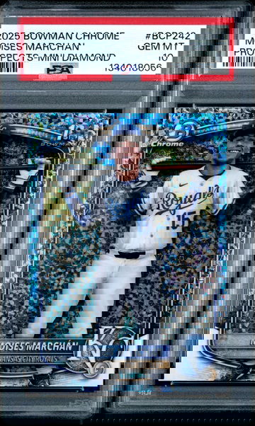 2025 Bowman Chrome Moises Marchan 1st Prospect Mini Diamond Refractor SP PSA 10 Kansas City Royals Rookie RC