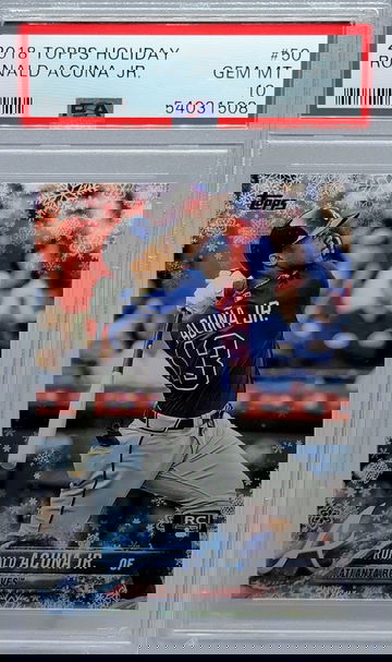 2018 TOPPS HOLIDAY #50 RONALD ACUNA JR.  PSA 10