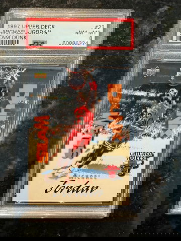 1997 Upper Deck Slam Dunk Michael Jordan #22 PSA 8