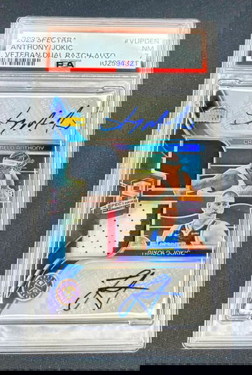 2023 Nikola Jokic Carmelo Anthony Spectra Dual Patch Auto Prizm /10 PSA 7 Jersey Autograph Veteran SP