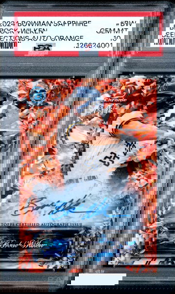 2024 BOWMAN SAPPHIRE SELECTIONS AUTO BROCK WILKEN #BW ORANGE 25 OF 25 RC PSA 10