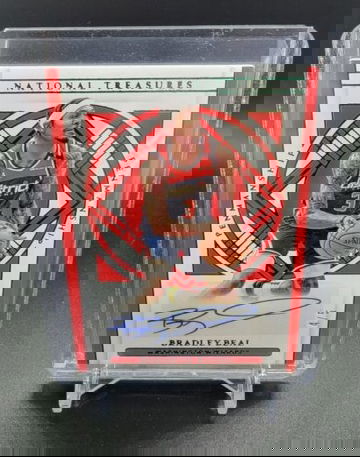 2020-21 National Treasures Bradley Beal Emerald Penmanship Auto #4/5 - Wizards