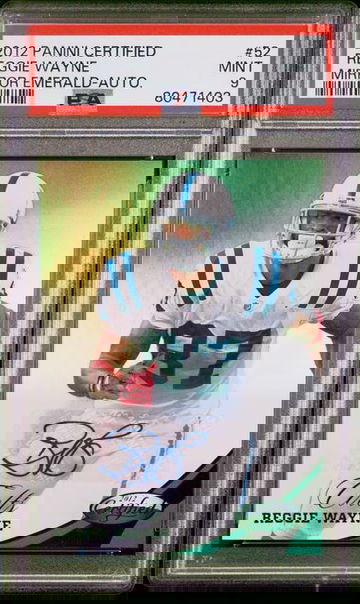 2012 Panini Certified Reggie Wayne Mirror Emerald Autograph #/5 #52 PSA 9 [FT-2A.5]