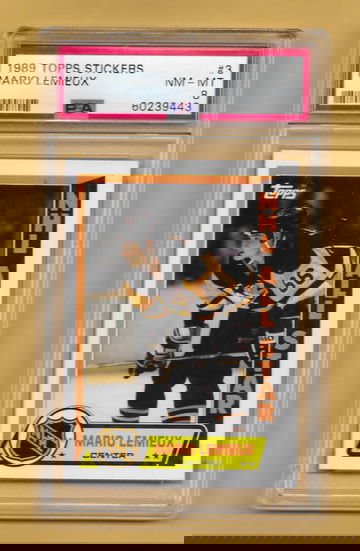 1989 Topps Mario Lemieux Sticker PSA 8