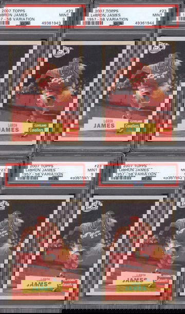 LOT x4 2007 Topps 23 LeBron James 1957 Variation PSA 9 MINT
