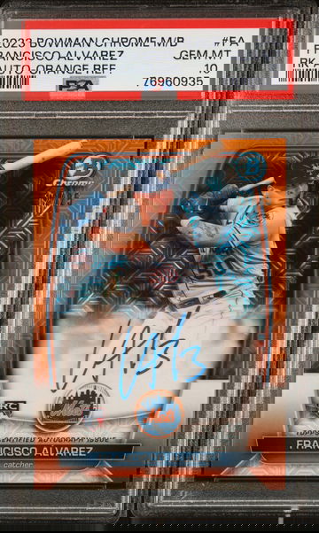 2023 Bowman Mega Box Chrome Rookies Autographs Rk Auto-Orange Ref. Francisco Alvarez #FA /25 PSA 10