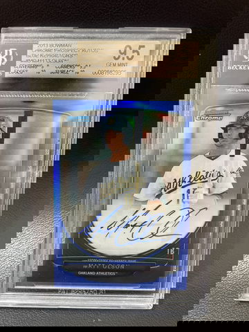 MATT OLSON 2013 BOWMAN CHROME PROSPECTS RC BLUE REFRACTOR AUTO /150 BGS 9.5/10