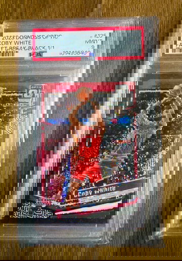 2023 Donruss Optic Coby White Fast Break Black 1/1 PSA 9 Bulls #125