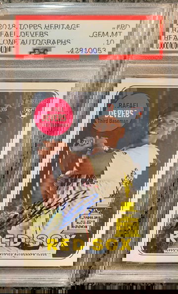 2018 Topps Heritage Rafael Devers Real One Autographs PSA 10 Gem Mint Rookie RC Auto