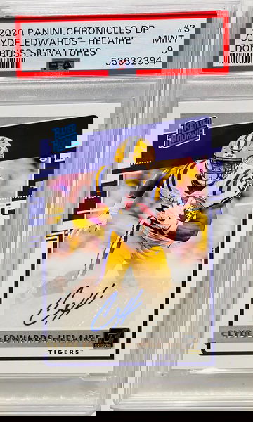 2020 Donruss DP Clyde Edwards Helaire Rookie Autograph #3 PSA 9 Pop 2