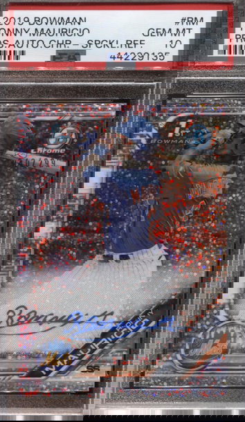 RONNY MAURICIO 2019 BOWMAN CHROME SPECKLE REFRACTOR AUTO /299 PSA 10