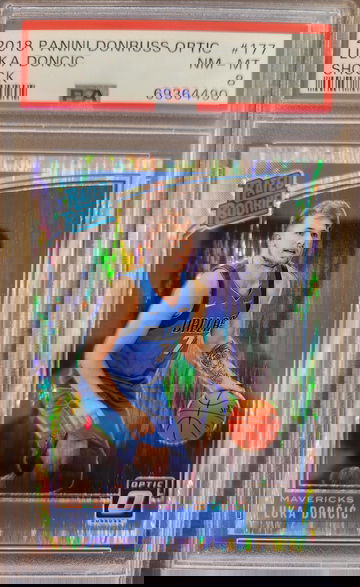 2018-19 Optic Luka Doncic Rated Rookie Shock Prizm RC #177 PSA 8