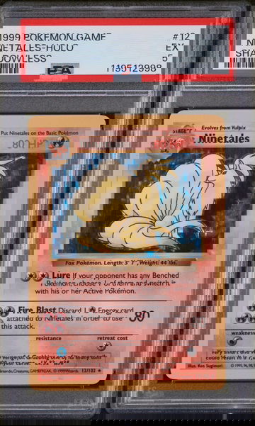 1999 Pokémon Base Set Shadowless Ninetales #12/102 Holo PSA 5