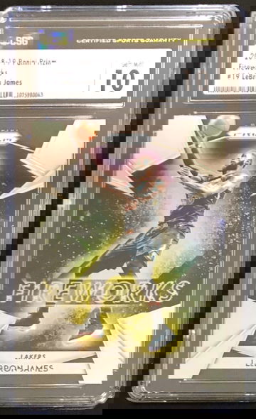 2018-19 Panini Prizm Fireworks Insert #19 LeBron James Graded CSG Gem Mint 10